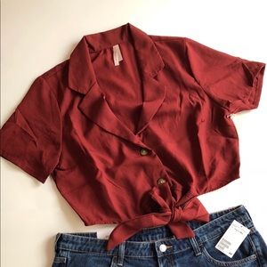 Moon Orchid Cropped Button Down